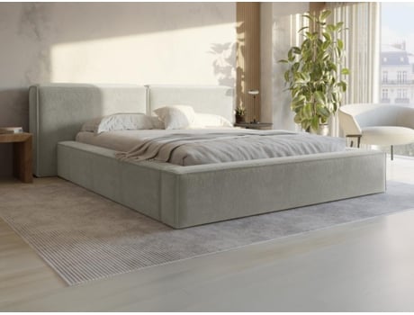 Cama Com Cofre Timano Pascal Morabito Bege 200 X 200 Cm - Com Colchão - Com Estrado