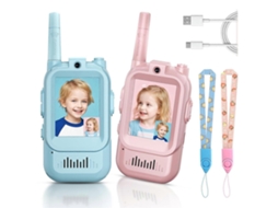 Walkie Talkie Infantil com Câmera, Pacote com 2, Função de Som e Selfie AQUAFORGE