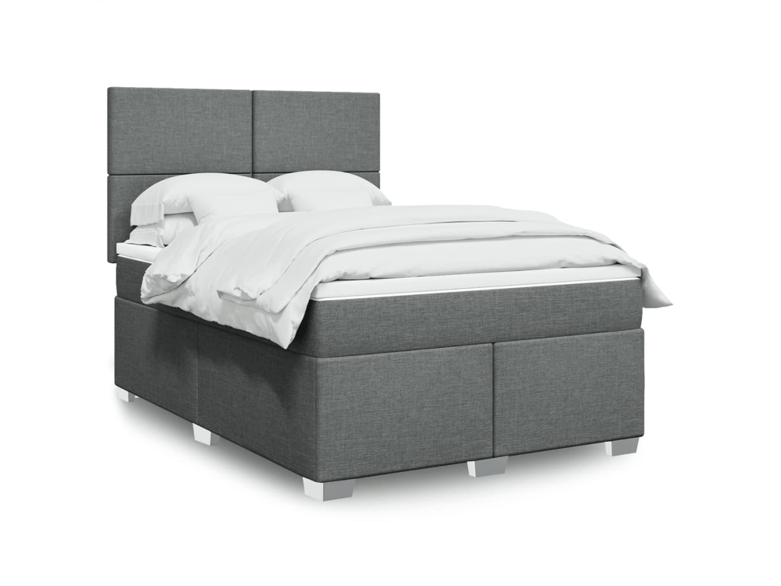 Cama Com Molas/colchão 140x190 Cm Tecido Cinzento-escuro