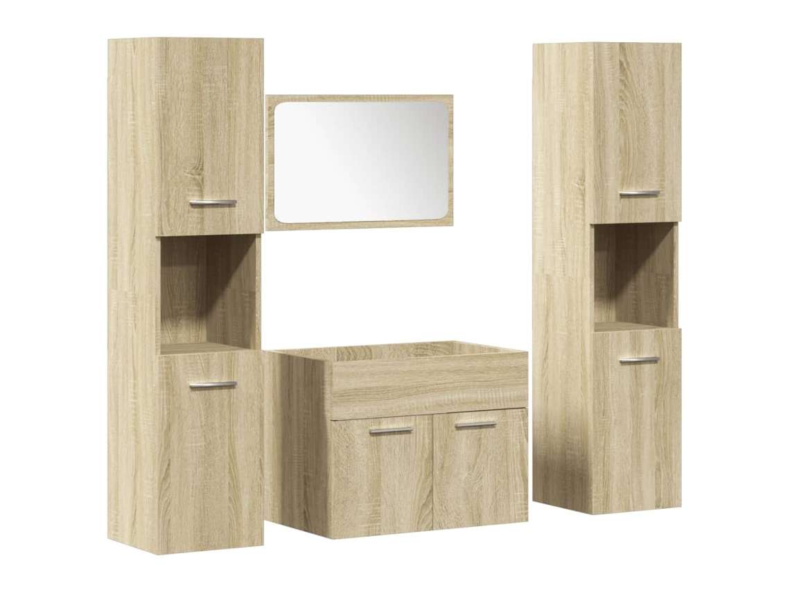 Conjunto 4 de mobiliário de casa de banho VIDAXL Marrom Madeira processada(60 x 38.5 x 46 cm )
