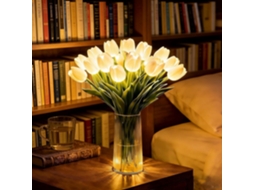 Ilumine Seu Espaço Com Uma Luz Romântica E Radiante De Tulipas, 15 Tulipas Cintilantes Com Vaso, Flores Artificiais De