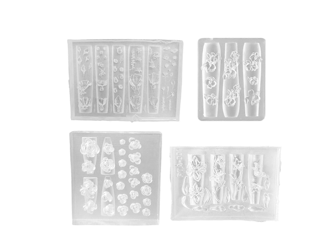 Molde De Silicone Flexível Para Nail Art Com Desenhos De Borboletas E Flores. Acessório Para Padrões Práticos Em Relevo. Hengrongshen