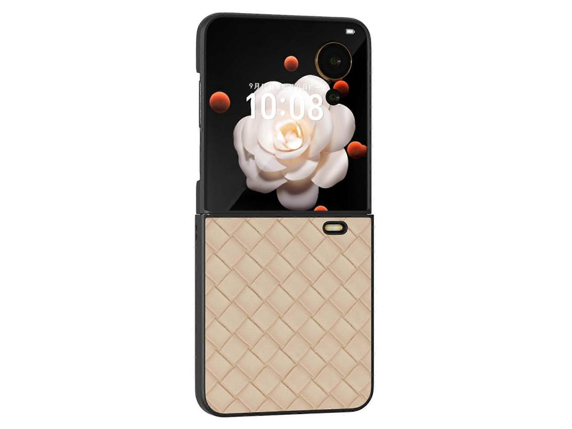 Capa Protetora Para Celular For Honor Magic V Flip 5g Com Textura Trançada Em Couro Pu Pc