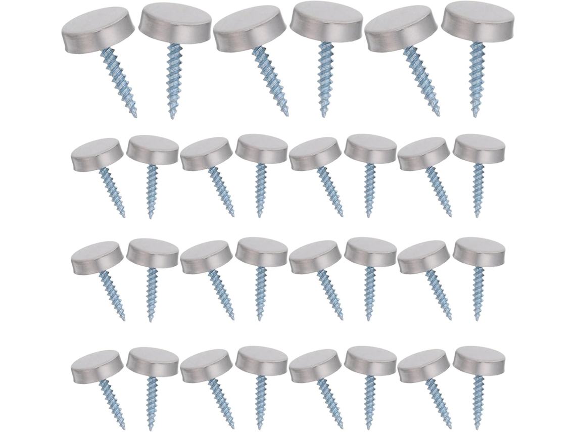 Conjunto Promocional Com 30 Tampas De Parafuso Escovadas De Aço Inoxidável 304, 16 Mm.