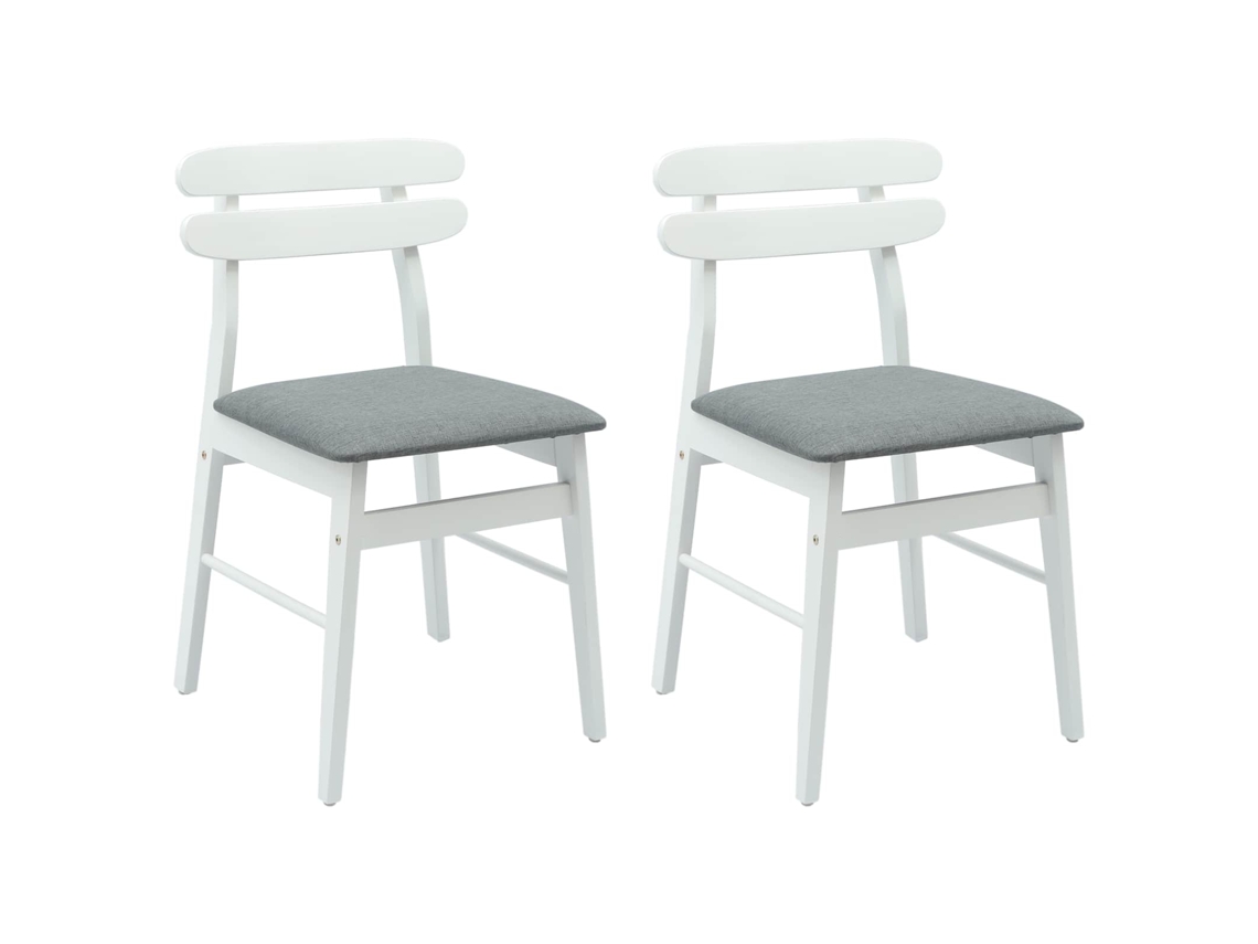 Conjunto 2 Cadeira De Jantar Vidaxl Branco Madeira De Seringueira Maciça (43.5 X 44.5 X 77.5 Cm)