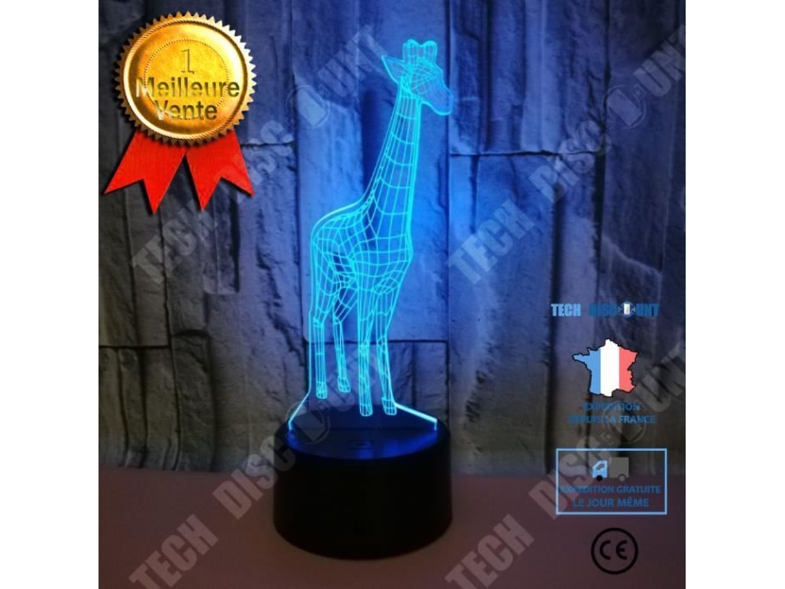 Luminria Noturna Girafa 3d Td Com 7 Cores De Led Para Crianas, Luz Noturna De Mesa Com Led E Conexo Usb Por Toque, Luminria N Aquaforge