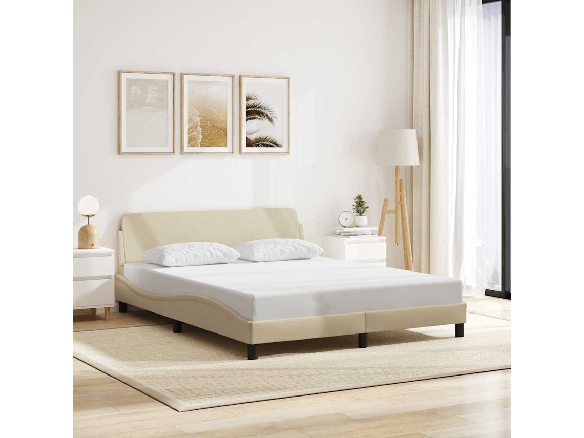 Vidaxl Estrutura De Cama Dover 160x200 Cm Tecido Cor Creme