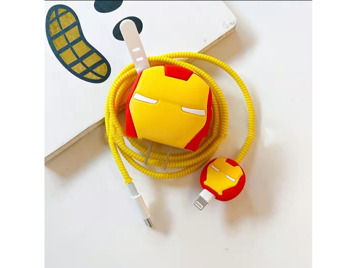Capa Protetora 3d Cartoon Silicone Carregador Ios 20w 18w Ironman