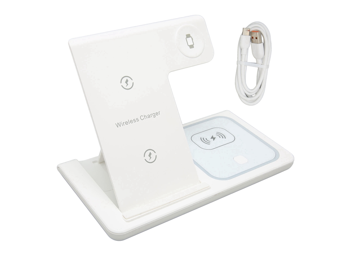 Base de carga inalámbrica 3 en 1 para iPhone 13 12 11 Xs Xr 8 Plus, relojes y auriculares (blanca) | S/MARCA