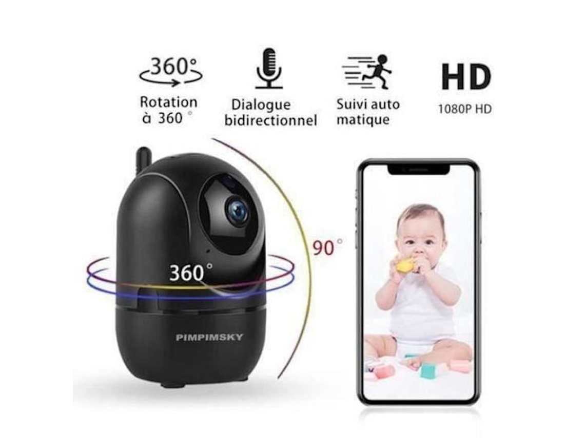 Câmera de Monitoramento para Bebê, Hd, Wi fi, Visão Noturna, Detecção de Movimento AQUAFORGE