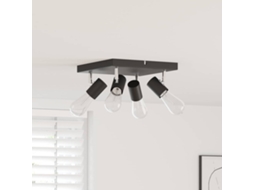 Vidaxl Foco De Teto Com Holofotes Preto 26 X 26 X 11,5 Cm Metal