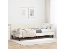Vidaxl Estrutura De Cama De Canto Com Colchão 2 Unid. Creme Veludo
