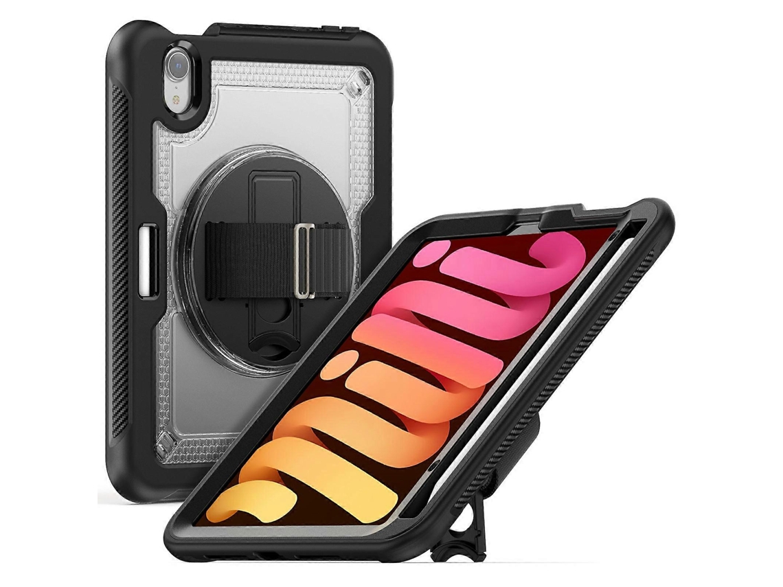 Capa para iPad Mini (2021), tamanho palma da mão, com suporte para PC. Capa para tablet em TPU tamanho ombro com suporte para lápis. Transparente. Hengrongshen (2024).