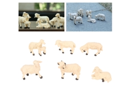Conjunto de 6 Miniaturas Ovelhas para Decoração, Feitas de Resina Durável, Pintadas À Mão e com Proteção Uv. Ideais para Jardim BRILVIBERA