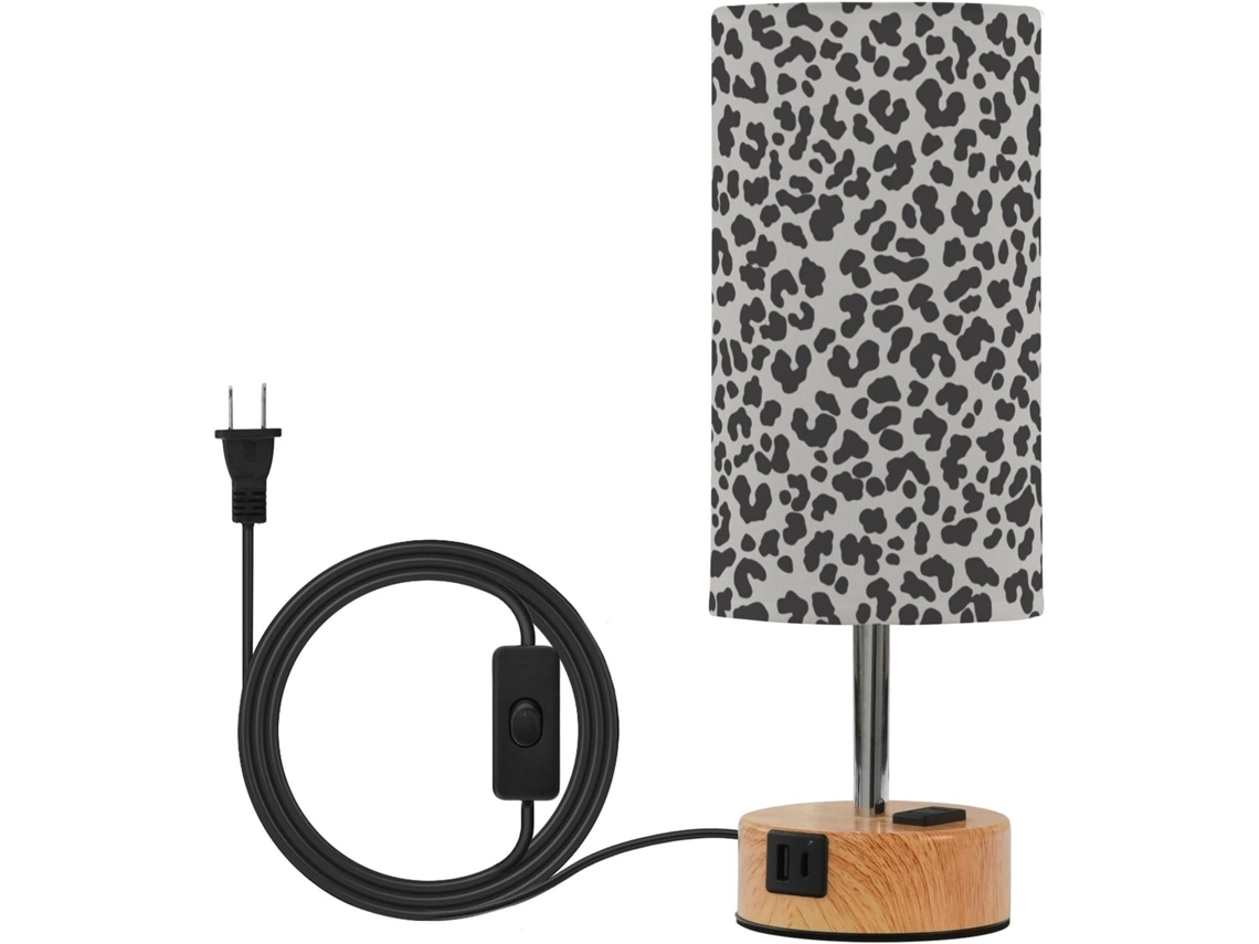 Abajur De Mesa Pequeno Com Portas Usb C E A, Lâmpadas Incluídas, Para Mesa De Cabeceira, Estampa De Leopardo