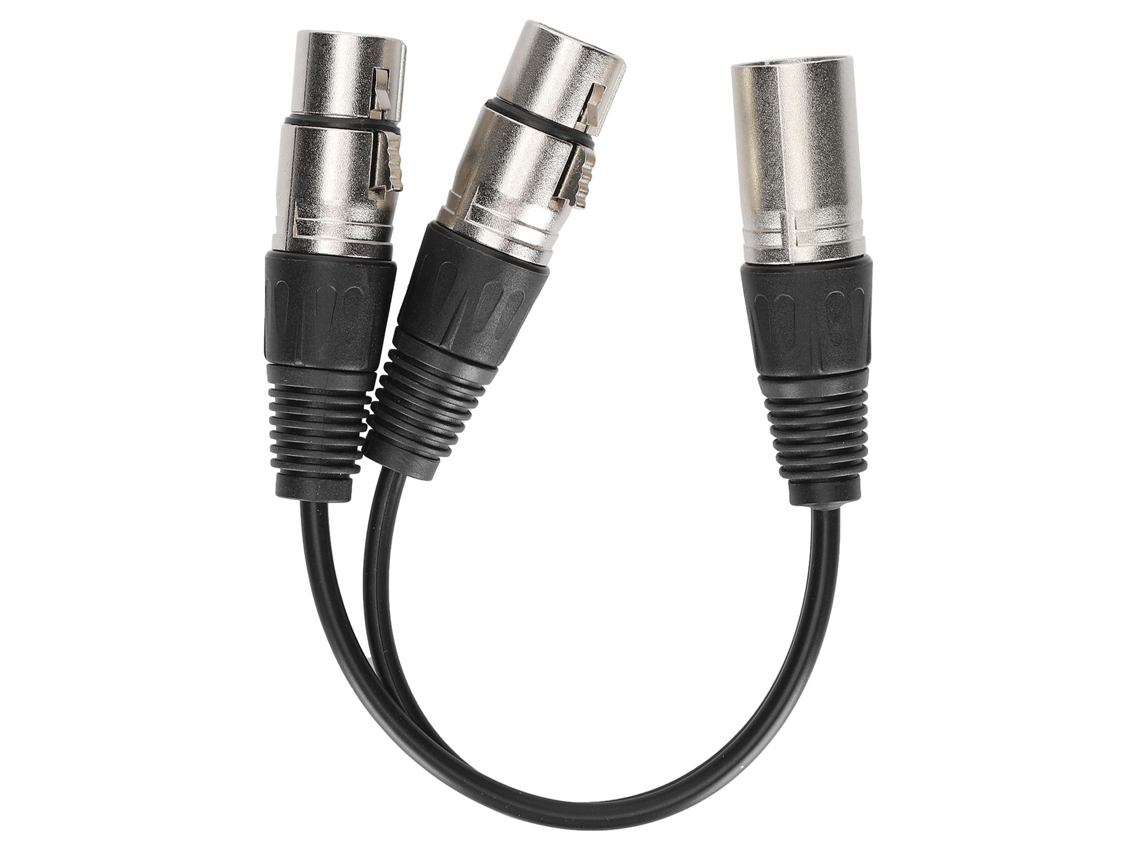 Cabo XLR macho para duplo XLR fêmea, estéreo, balanceado, 1m, para microfone e áudio