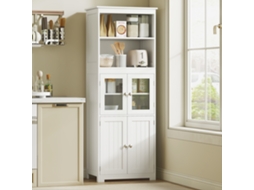 Despensa Compacta Vidro Temperado Branco 60x30x162 Cm 2 Portas Vidro 2 Prateleiras ZIWEI STORE