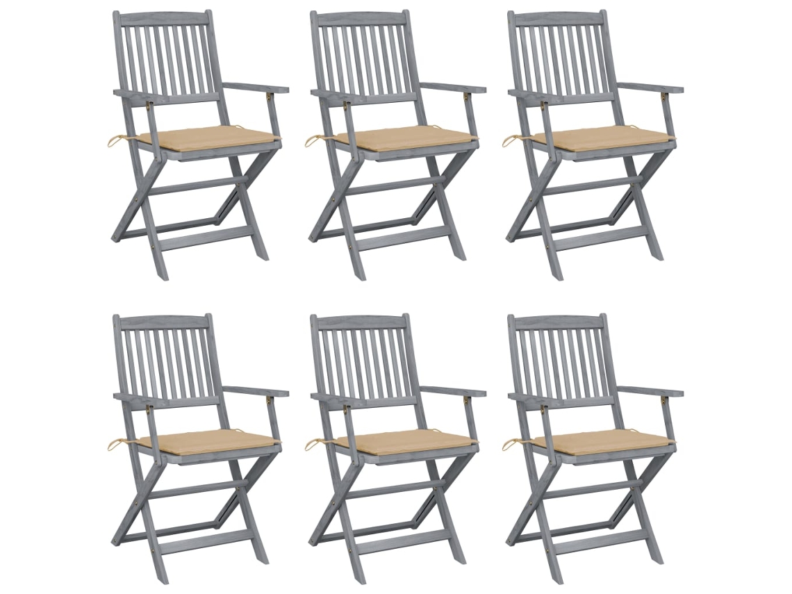 Folding Chair, Folding Chairs Vidaxl Bege Madeira De Acácia (n/a)