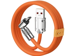 Cabo Usb a X Type C Silicone e Alumínio 180º 6A 2M Laranja