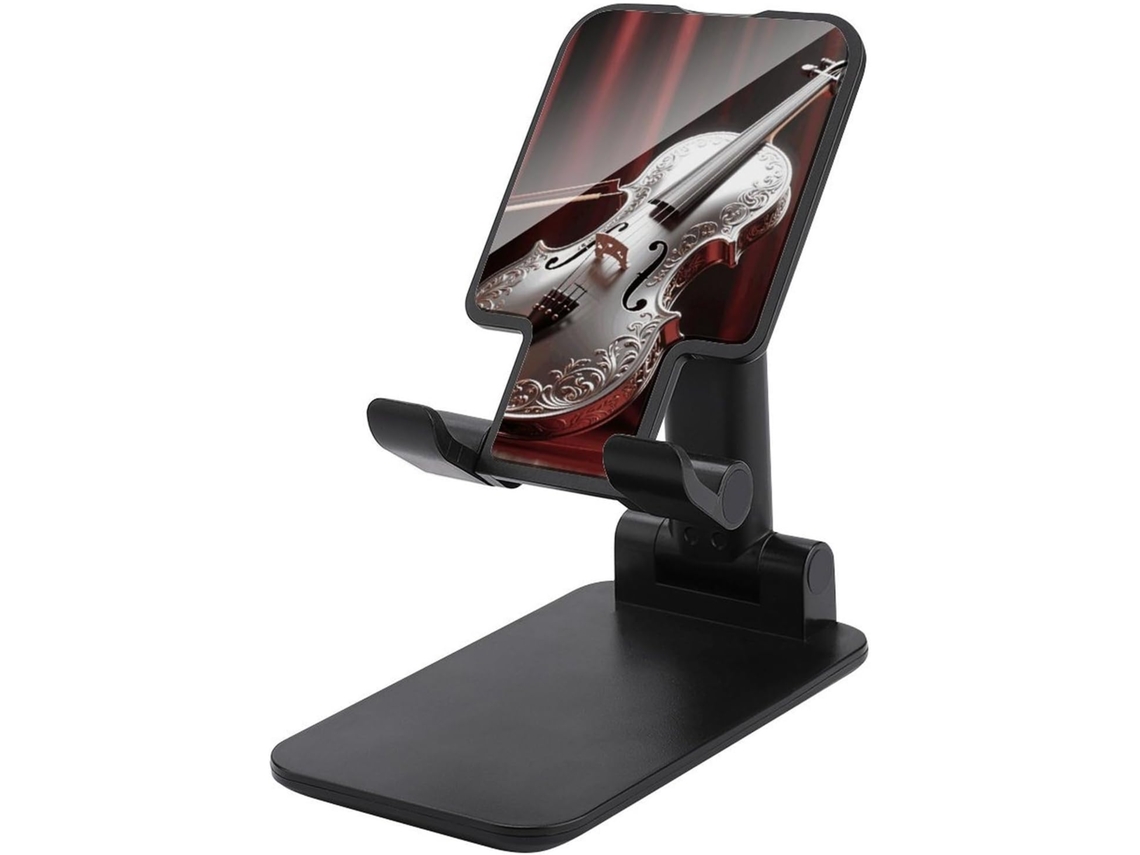 Suporte Ajustável Para Celular Prateado Violino, Compatível Com Smartphones De 4a 8 Polegadas, Suporte Dobrável Para