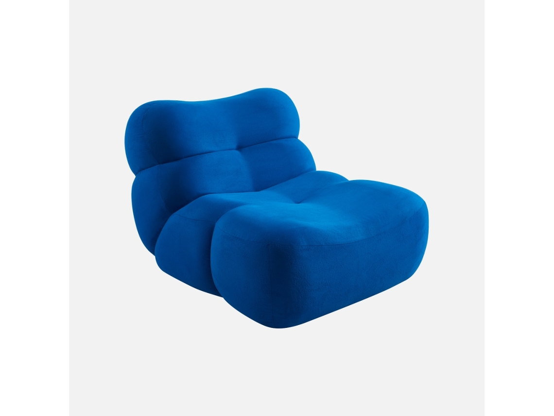Poltrona  Modular Em Chenille Embalada A Vácuo, Azul Elétrico