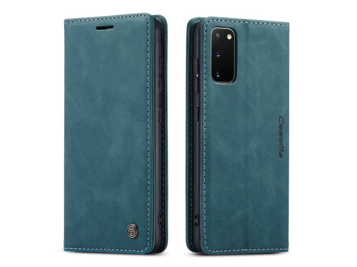 Capa De Couro Retrô Para Celular Com Aba, Protege O Cartão.azul - Samsung M10