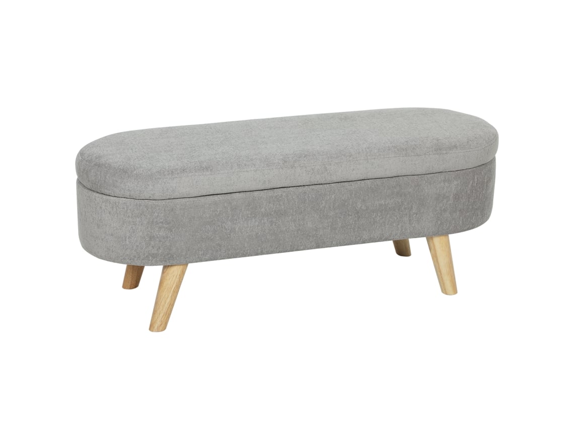 Banco de Pé de Cama com Pés de Madeira e Assento Acolchoado 110x40x43cm Cinzento BTFORUS