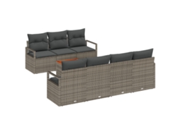 Conjunto 8 Sofá De Jardim Vidaxl Cinzento Vime Pe (230 X 62 X 69 Cm)