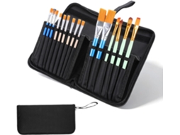 Skrfren Stojo 15 Pinceis, Organizador de Pincéis em Tecido com Suporte Pop-Up, Design em Aquarela, Porta