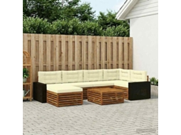 Vidaxl Conjunto De Sofás Para Exterior 7 Pcs Natural E Creme