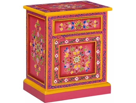 Mesa de Cabeceira  Madeira de Mangueira Maciça Rosa (40x30x50 cm)