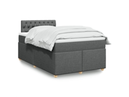 Vidaxl Cama Com Molas/colchão 120x200 Cm Tecido Cinzento-escuro