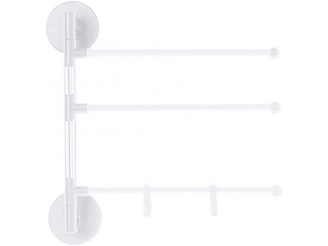 Suporte De Parede Para Toalhas Com Adesivo, Sem Furos, Para Banheiro, Organizador De Prateleiras Azul A Branco, 3 Camadas