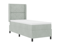 Cama Box Com Colchão & Luz Led Cinza Claro Vidaxl Veludo (80x200 Cm)