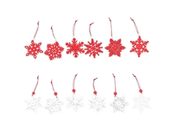 12Pcs Pingentes de Floco de Neve de Madeira ALLINLESS
