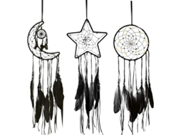 3 Caçadores De Sonhos Macramé Design Lua Sol Estrela Técido Parede Pendurado Decoração Artesanal