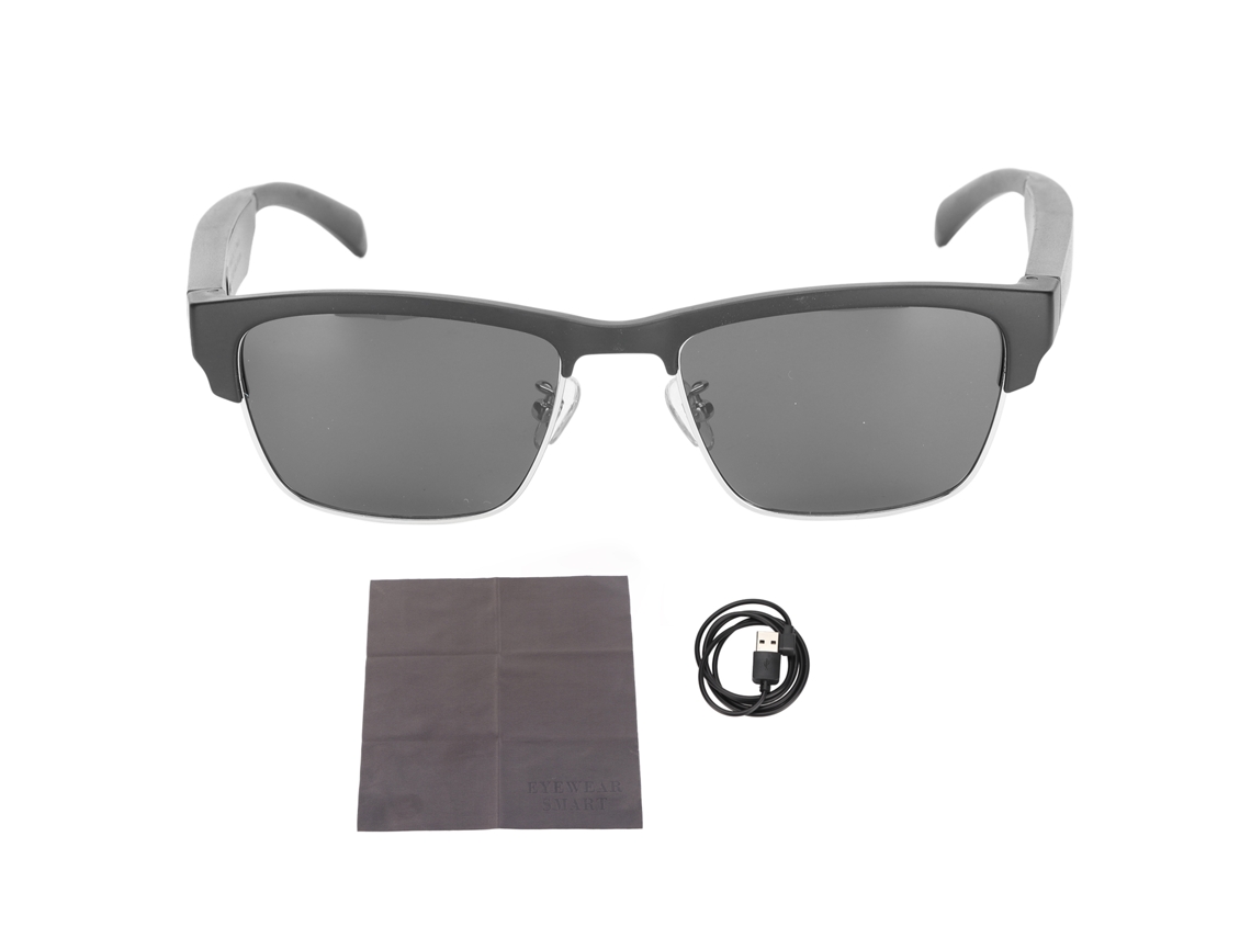 Gafas de sol inteligentes Bluetooth con lentes polarizadas y auriculares abiertos para deportes plateados | S/MARCA