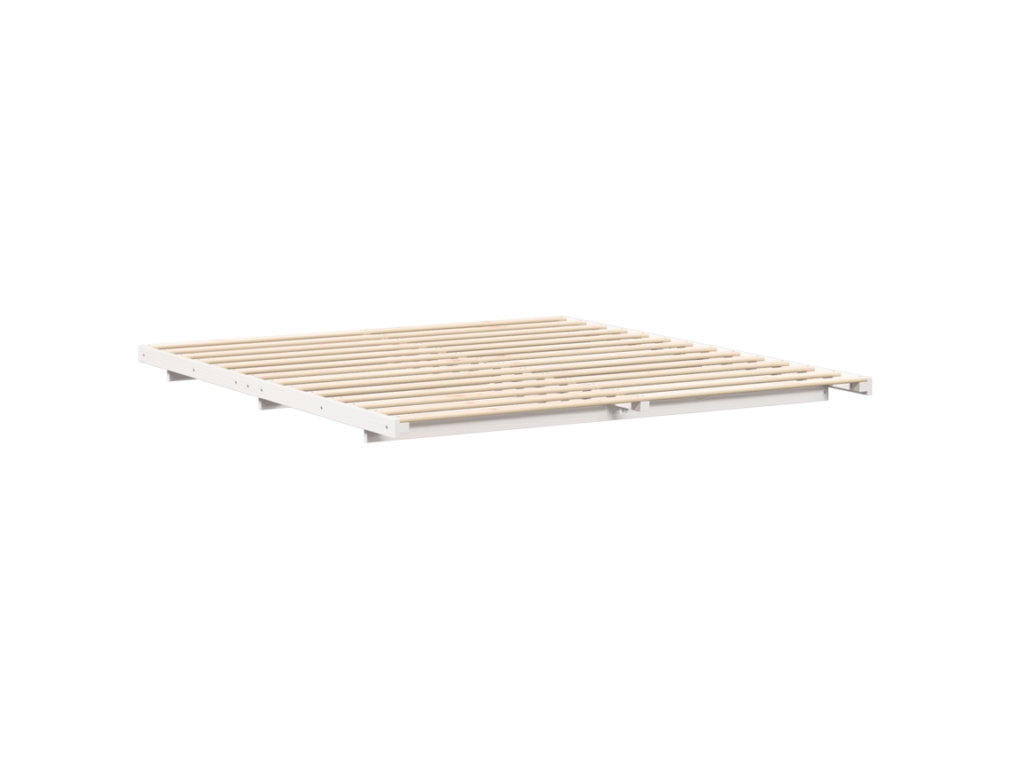 Conjunto 1 Estrutura Da Cama Vidaxl Branco Madeira De Pinho Maciça (180 X 210 Cm)
