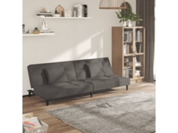 Vidaxl Sofá-cama 2 Lugares Com Duas Almofadas Veludo Cinzento-escuro