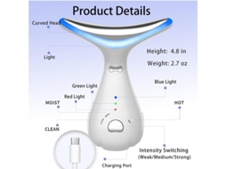 Massageador Facial De Pescoço Com Led Antienvelhecimento Remoção De Rugas No Pescoço Endurecimento Da Pele Recarregável Por Usb Branco Bestvite