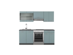 Cozinha R-Line, 200 cm sem bancada, cinza azulado/antracite, Vicco
