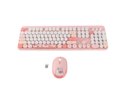 Combo Teclado E Mouse Sem Fio Com Teclas Redondas Retrô E Mouse Óptico 1600 Dpi Para Win E Os X
