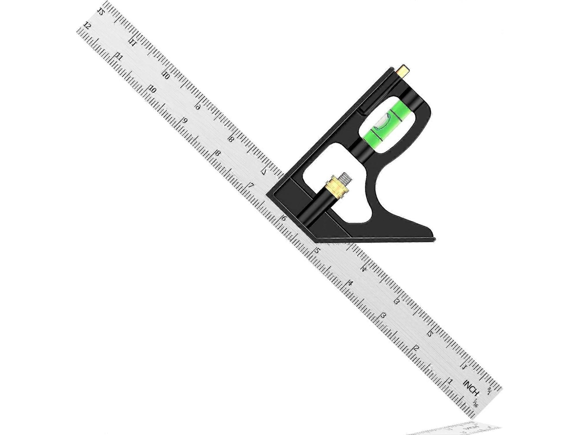Regla Combina 300mm Acero Inoxidable 45/90 Grados Nivel Integrado Herramienta Medida Carpintería Ingeniería