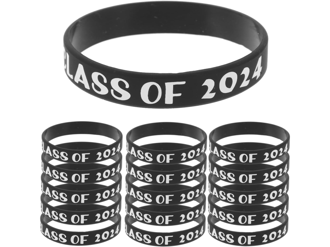 Pulseira De Formatura Gadpiparty Em Silicone Preto Com Gravação Da Turma 2024, Pacote Com 50 Unidades, Design Elegante E