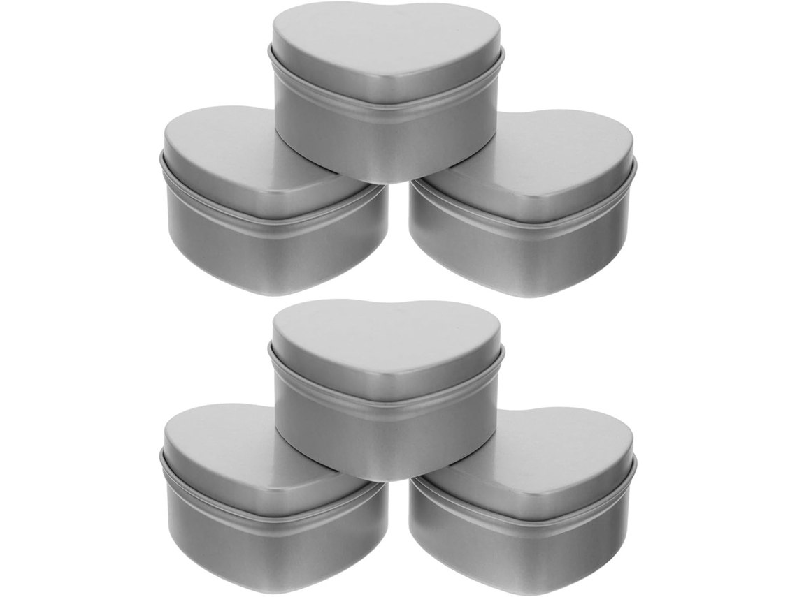 Latas Em Formato De Coração Prateadas, Recipientes Recicláveis Para Velas.