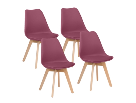 WEHOME Conjunto de 4 Cadeiras Interiores Candice Design Moderno Bordô