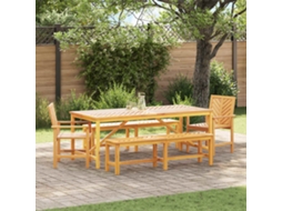 Vidaxl Conjunto De Jantar Para Jardim 5 Unid. Castanho