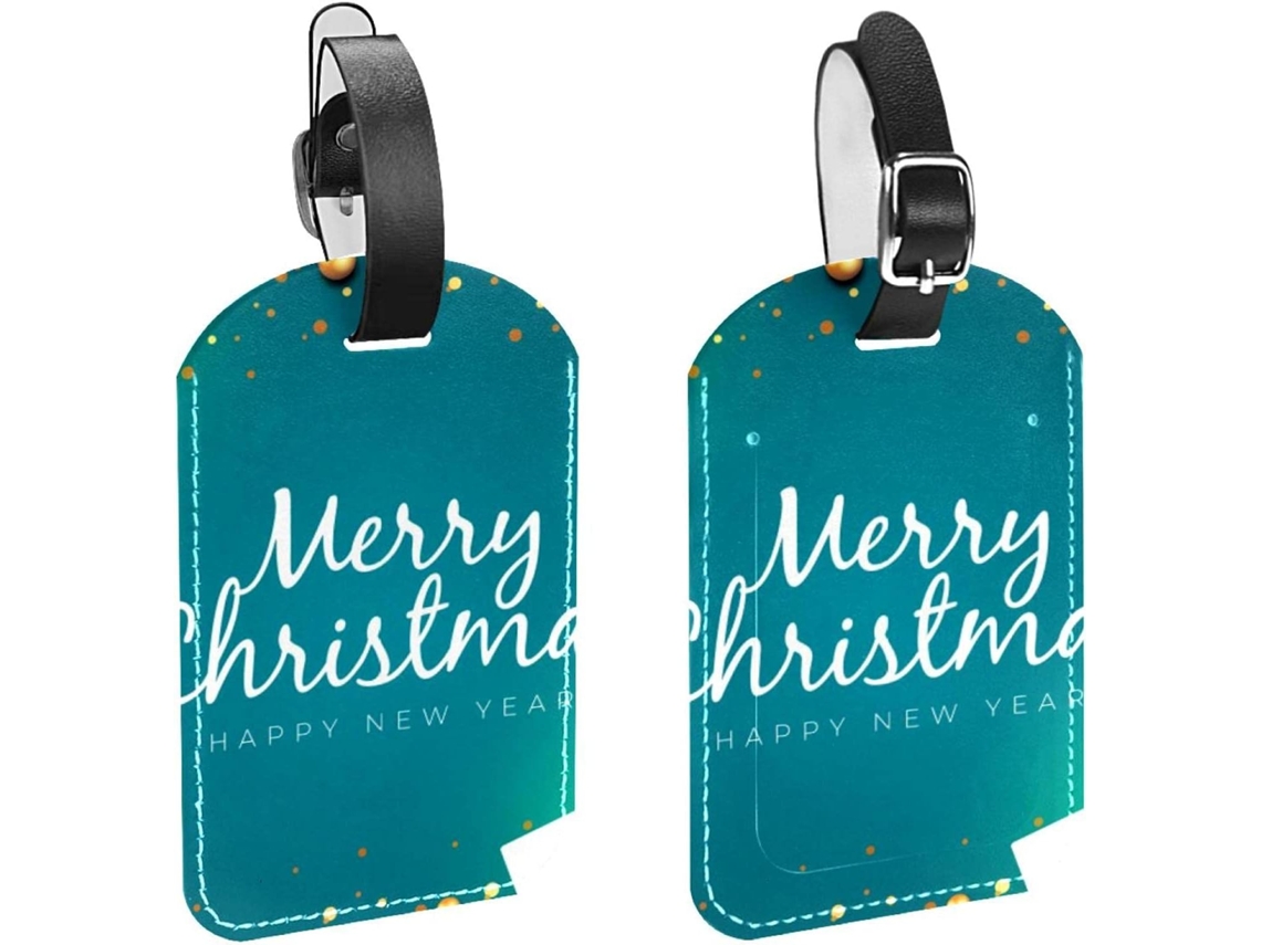 Conjunto De 2 Etiquetas Bagagem Em Couro Sintético Com A Inscrição Feliz Natal