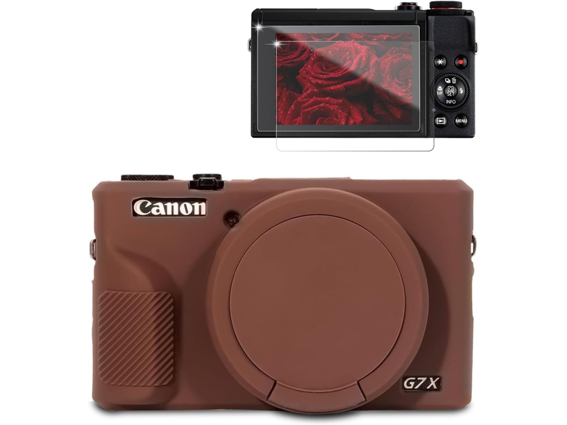 Capa Silicone HEXINYIGJLY para Canon G7x Mark Iiitampa Removível, Película, Anti Risco, Marrom