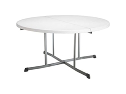 Mesa Redonda Dobrável - Lifetime - 25402 - 1,52 M - Granito Branco - Aço Durável